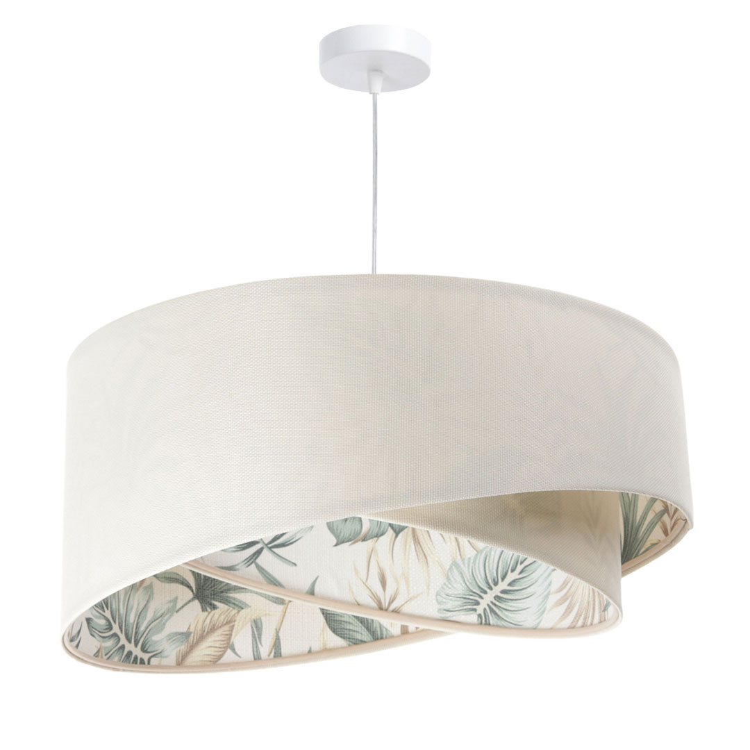 Asymetryczna lampa wisząca boho, kremowa tkanina z roślinnym wnętrzem w liście - EVA - BPS Koncept zdjęcie 3