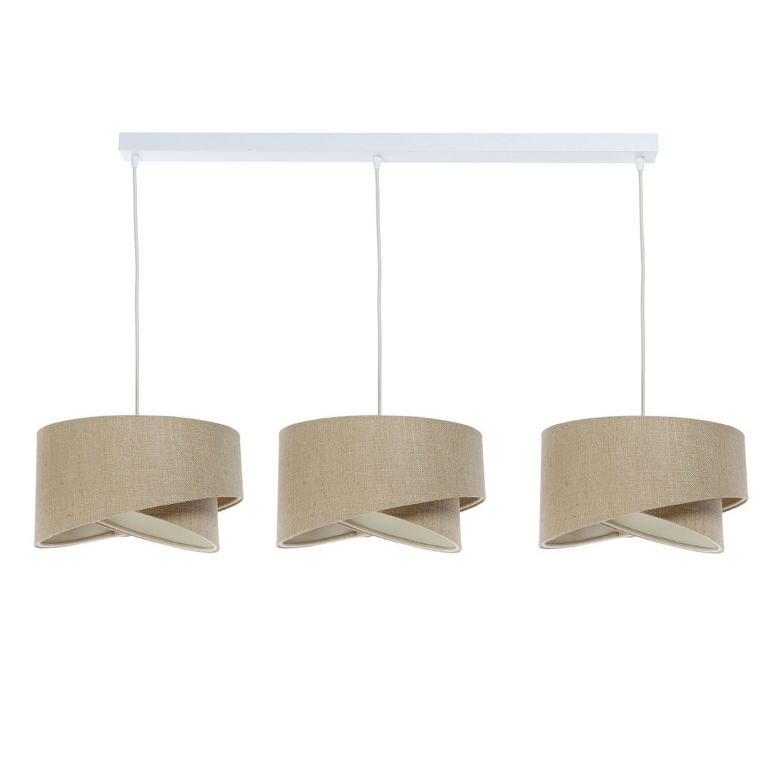 Beżowa potrójna lampa wisząca BOHO z jutowymi abażurami o asymetrycznym designie - BPS Koncept zdjęcie 1