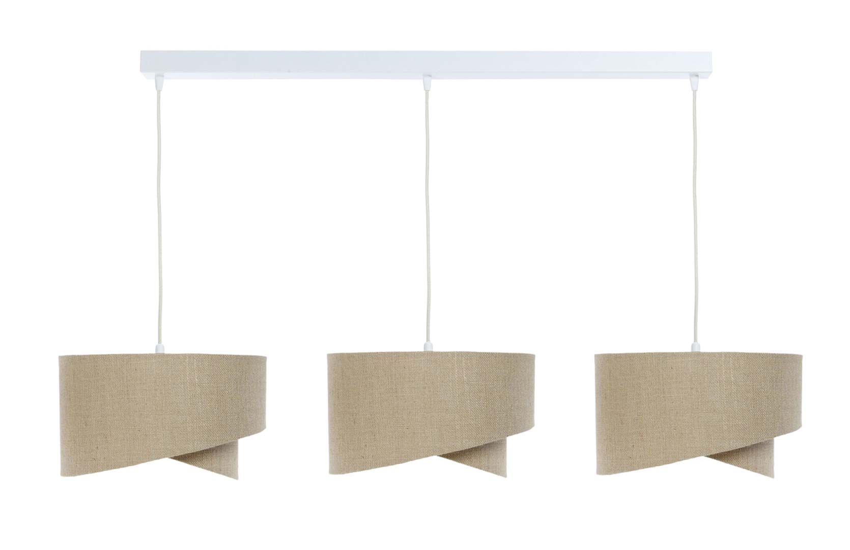 Beżowa potrójna lampa wisząca BOHO z jutowymi abażurami o asymetrycznym designie - BPS Koncept zdjęcie 3