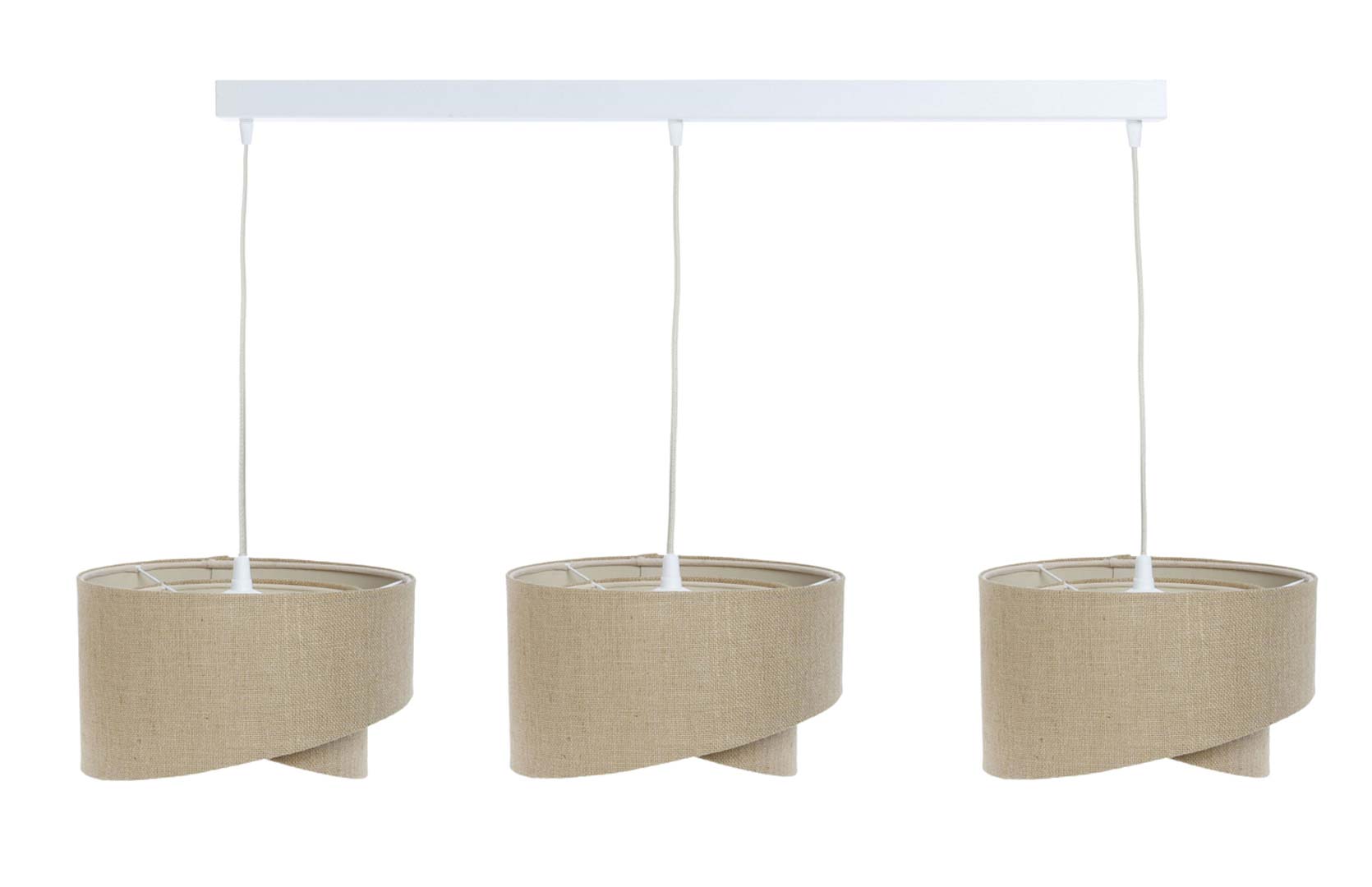 Beżowa potrójna lampa wisząca BOHO z jutowymi abażurami o asymetrycznym designie - BPS Koncept zdjęcie 4