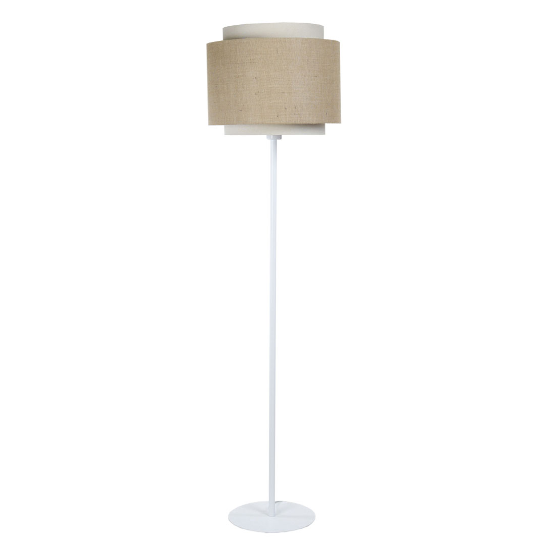 Beżowo-kremowa podłogowa lampa do czytania, unikalny abażur z juty i lnu - BOHO - BPS Koncept zdjęcie 1