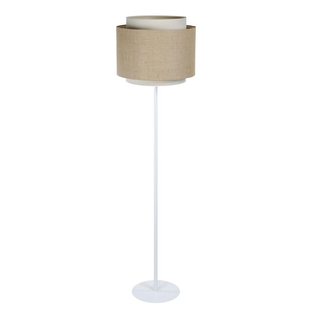Beżowo-kremowa podłogowa lampa do czytania, unikalny abażur z juty i lnu - BOHO - BPS Koncept zdjęcie 3
