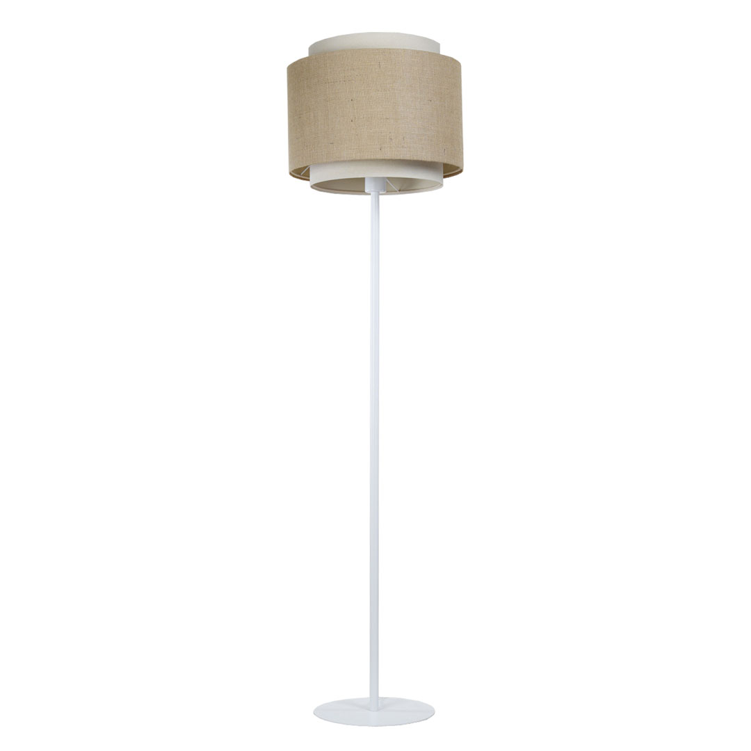 Beżowo-kremowa podłogowa lampa do czytania, unikalny abażur z juty i lnu - BOHO - BPS Koncept zdjęcie 4