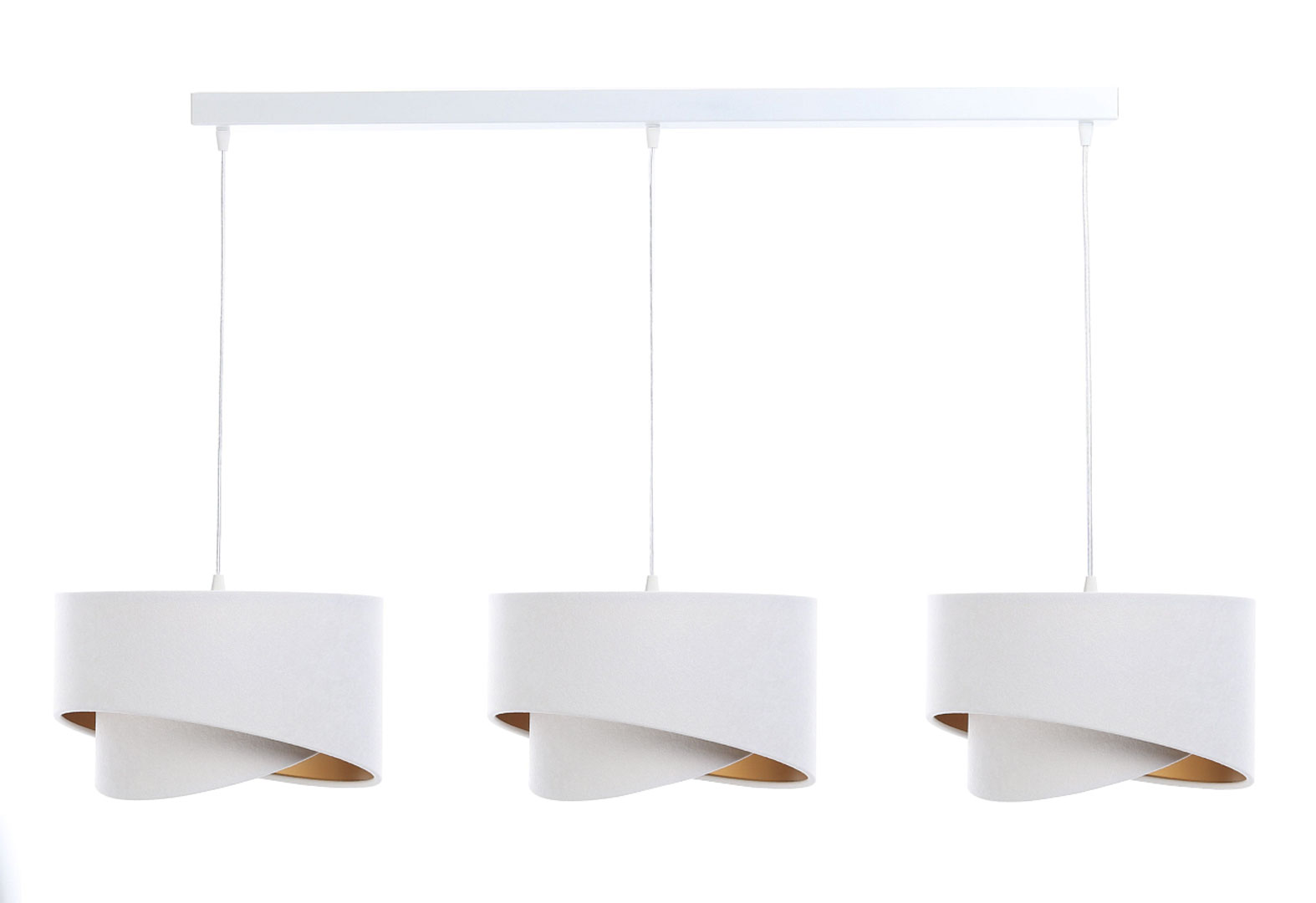 Biała lampa nad stół z welurowymi abażurami, asymetryczny design glamour ze złotym wnętrzem - BPS Koncept zdjęcie 4