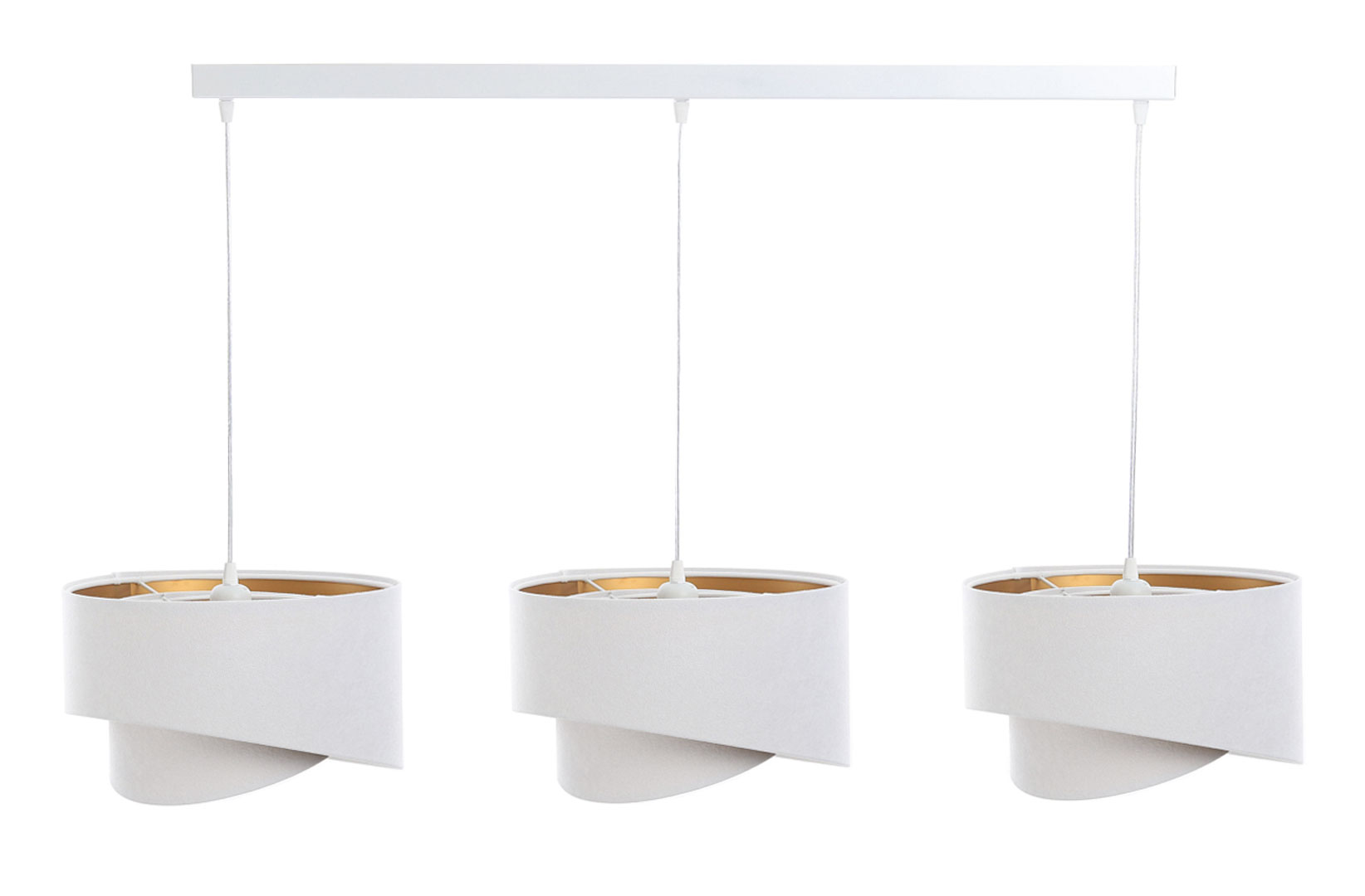 Biała lampa nad stół z welurowymi abażurami, asymetryczny design glamour ze złotym wnętrzem - BPS Koncept zdjęcie 4