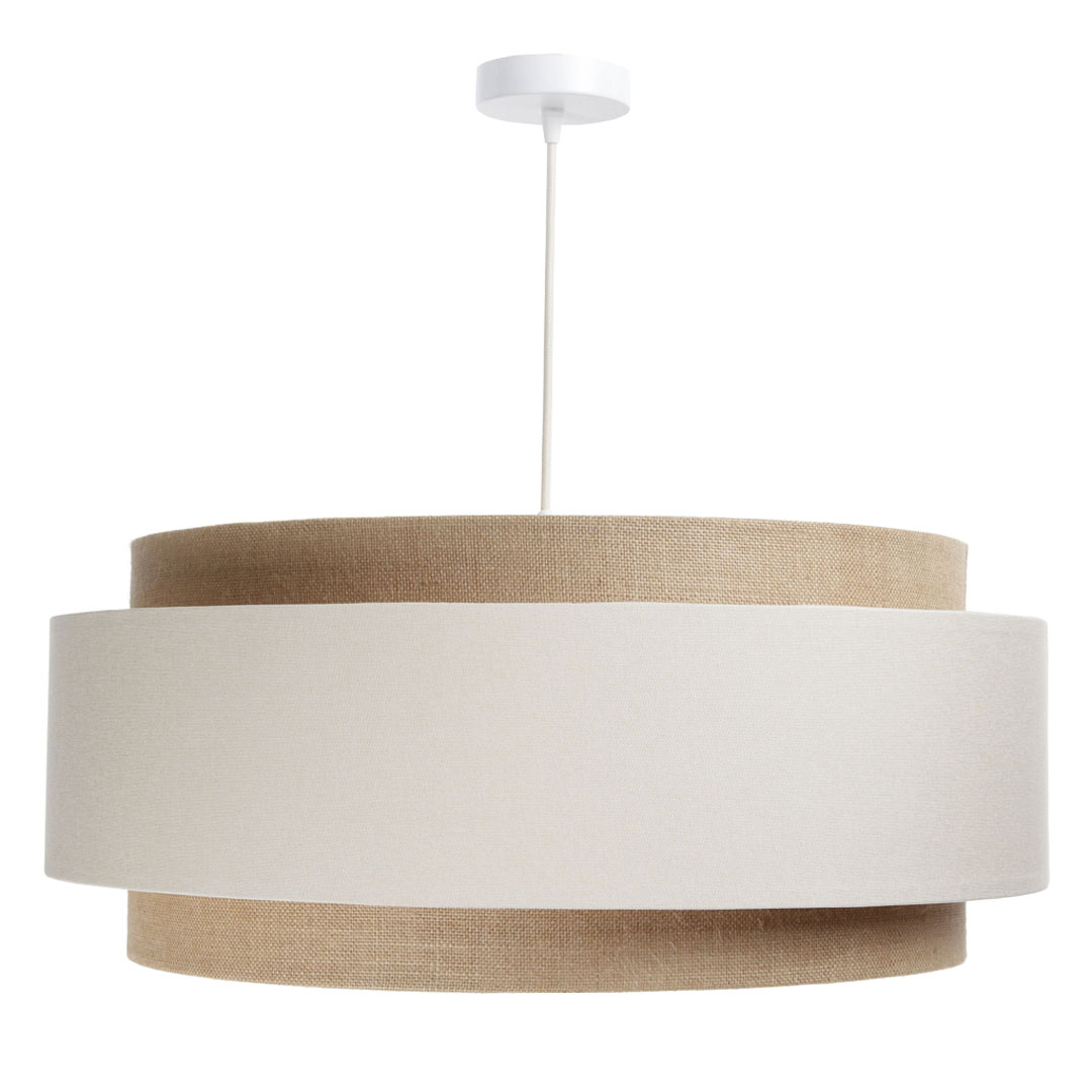 Boho lampa wisząca z lnu i juty, podwójny klosz kremowo-beżowy - DUMBLE BOHO - BPS Koncept zdjęcie 4