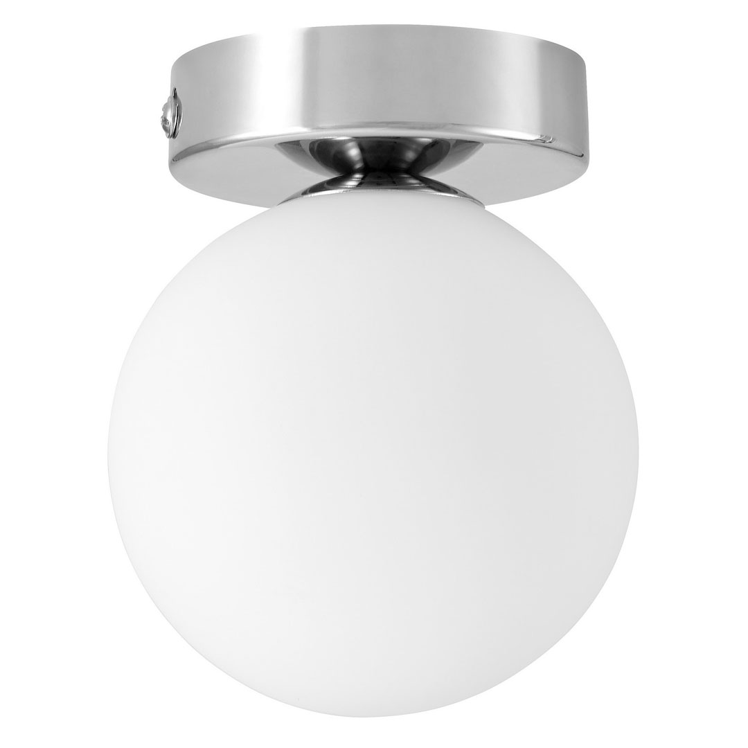 Chromowana lampa sufitowa, plafon lub kinkiet ścienny, pojedyncza biała kula - MARSIADA W1 - Lumina Deco zdjęcie 3