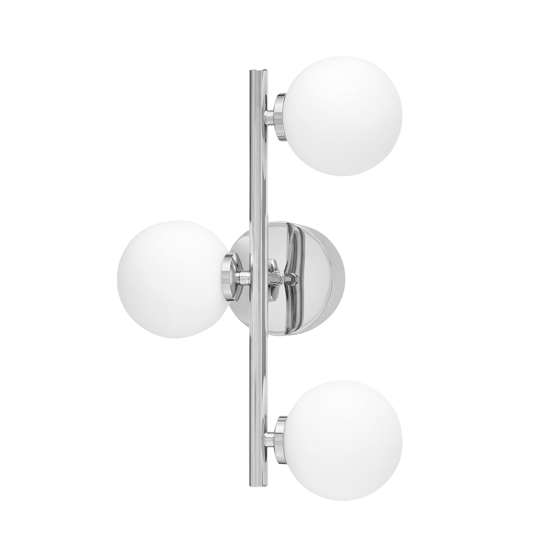 Chromowany, designerski kinkiet z okrągłymi trzema szklanymi kloszami - MARSIADA - Lumina Deco zdjęcie 4