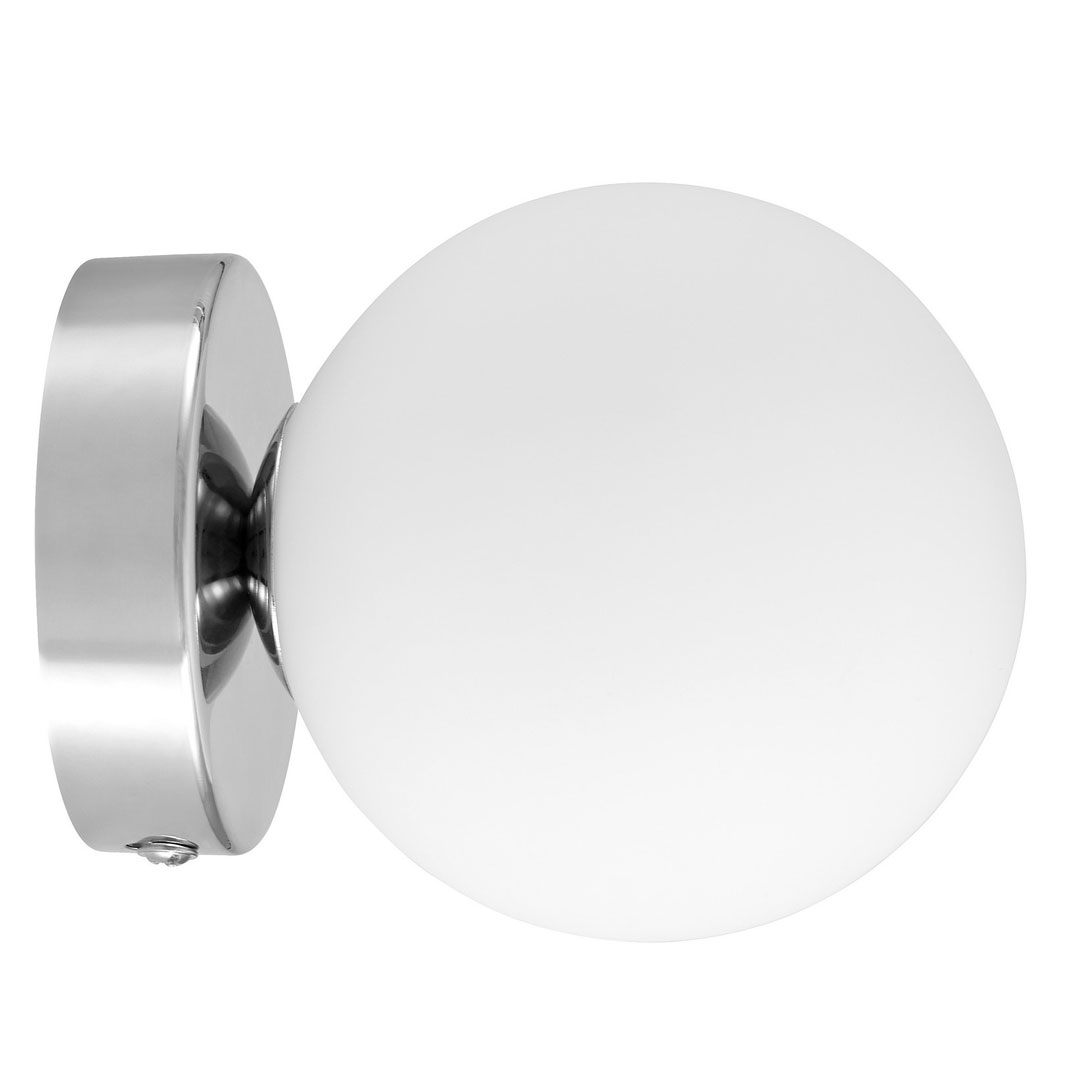 Chromowana lampa sufitowa, plafon lub kinkiet ścienny, pojedyncza biała kula - MARSIADA W1 - Lumina Deco zdjęcie 2