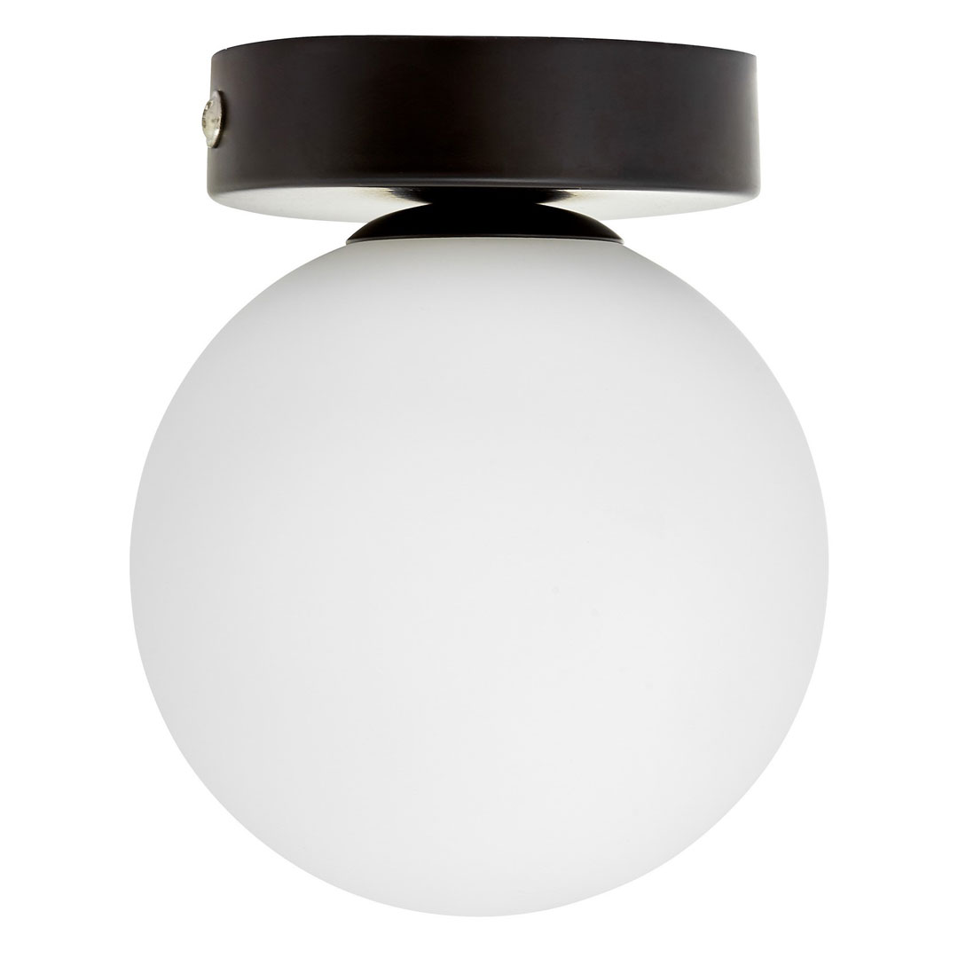 Czarna lampa sufitowa, plafon lub kinkiet ścienny, pojedyncza biała kula - MARSIADA W1 - Lumina Deco zdjęcie 3