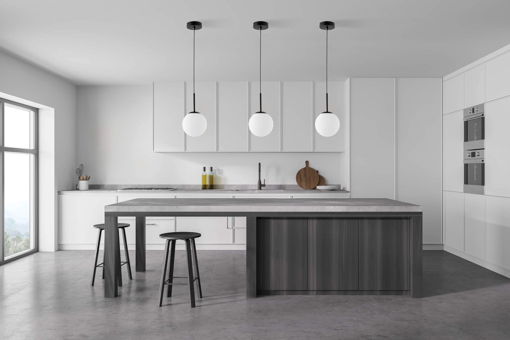 Czarna lampa wisząca z białym kloszem w kształcie kuli, nowoczesna FREDICA W1 - Lumina Deco zdjęcie 4