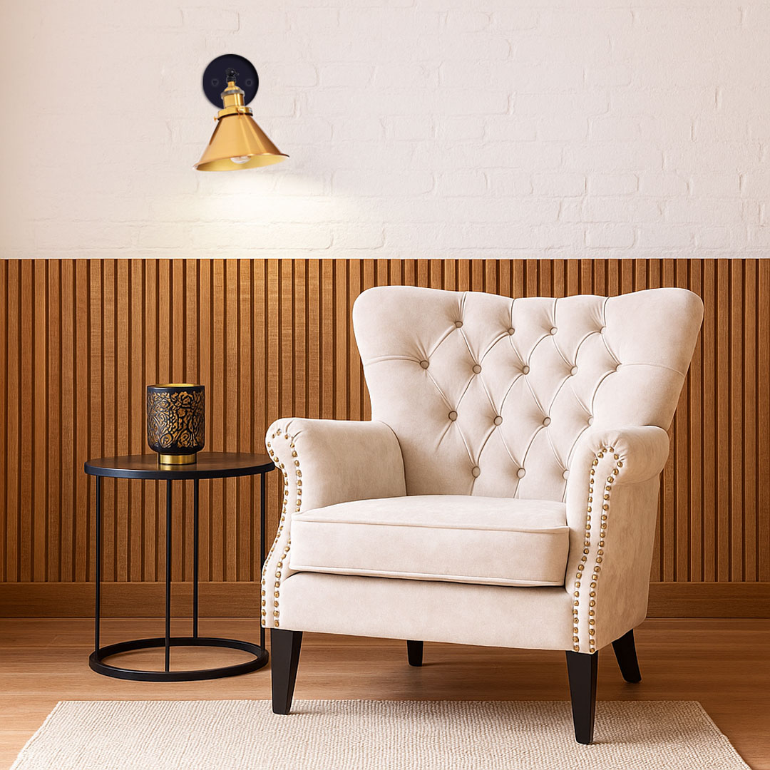 Czarno-złoty kinkiet loftowy do salonu, lampa ścienna NORI W1 - Lumina Deco zdjęcie 2