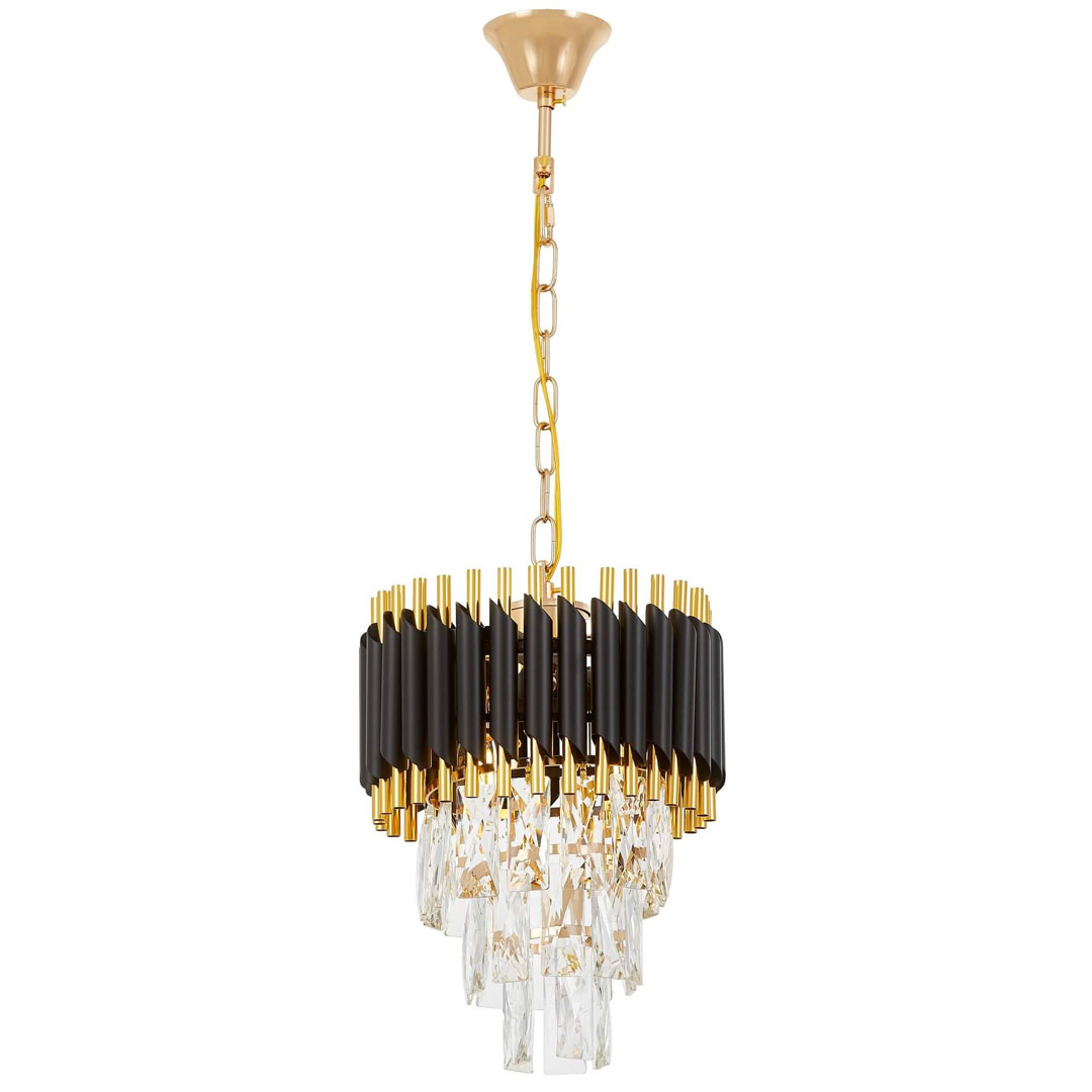 Czarno-złoty, klasyczny żyrandol kryształowy, na łańcuchu MAZINI - Lumina Deco zdjęcie 2