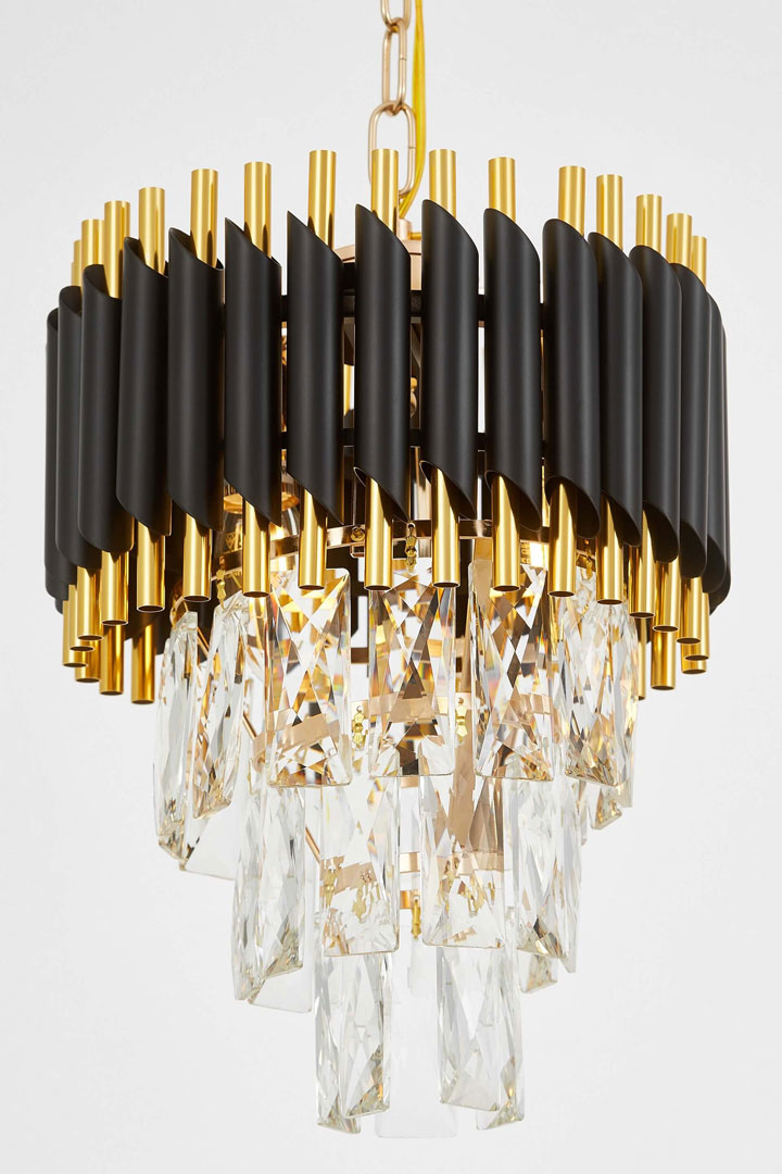 Czarno-złoty, klasyczny żyrandol kryształowy, na łańcuchu MAZINI - Lumina Deco zdjęcie 3