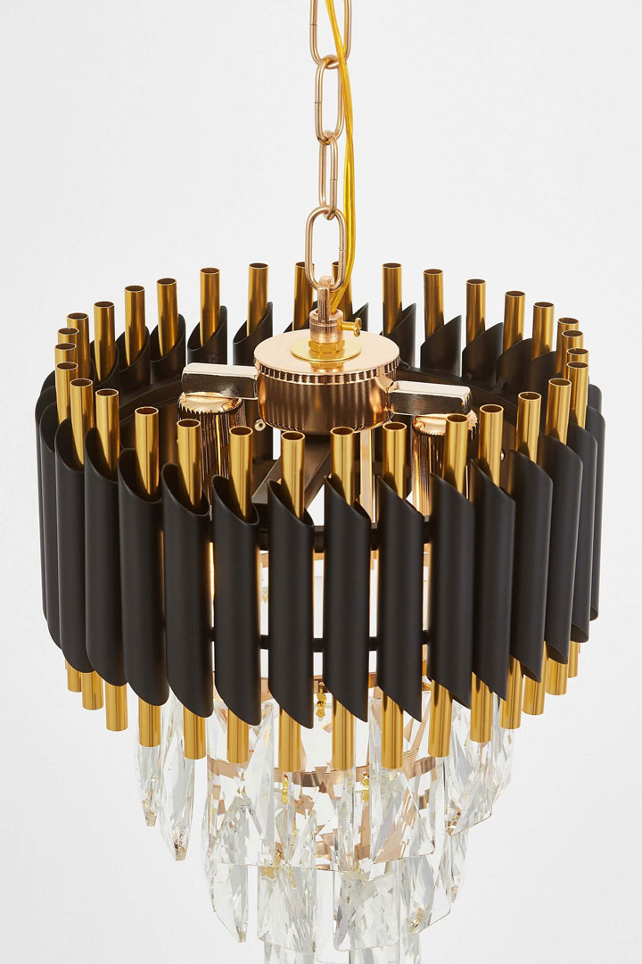 Czarno-złoty, klasyczny żyrandol kryształowy, na łańcuchu MAZINI - Lumina Deco zdjęcie 4