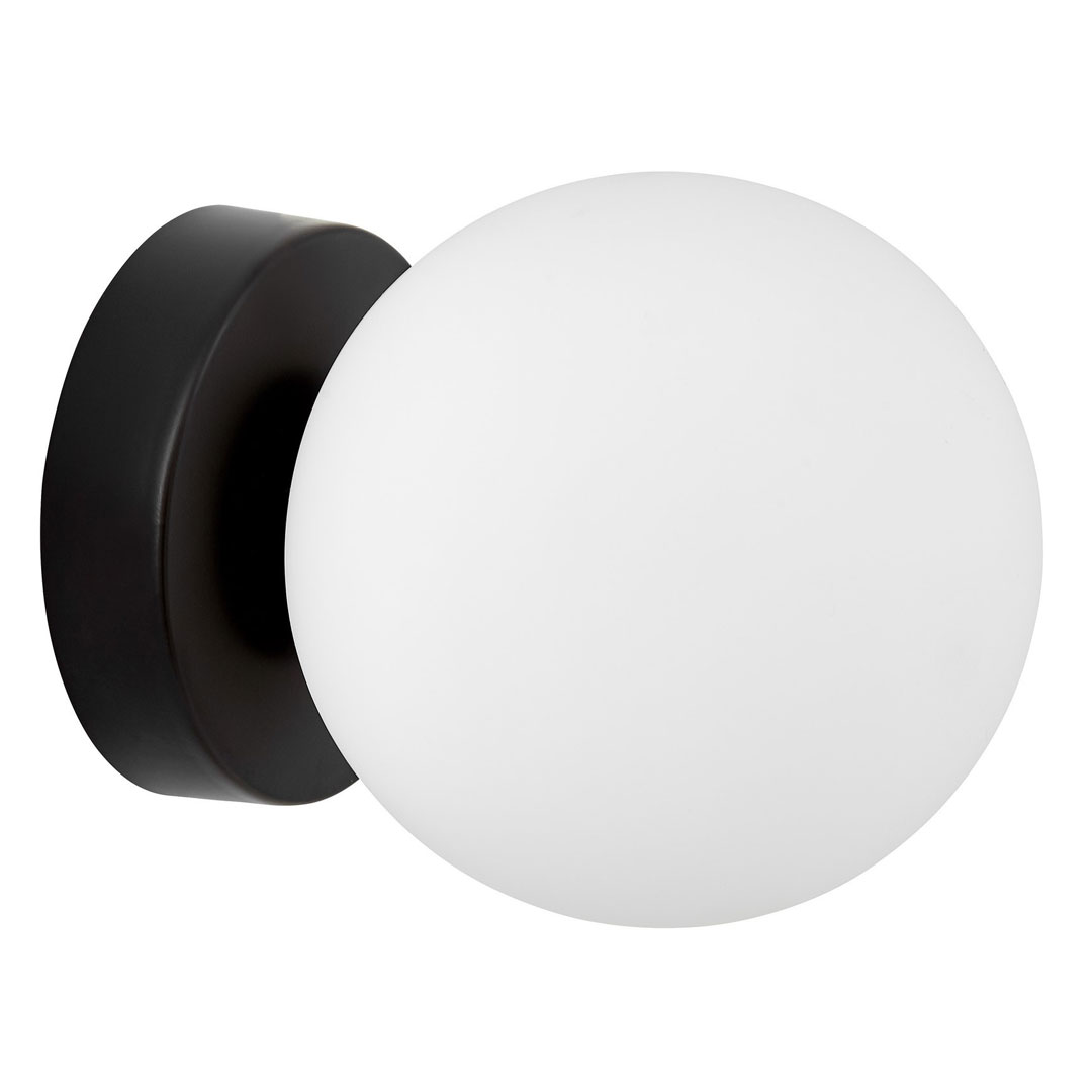 Czarna lampa sufitowa, plafon lub kinkiet ścienny, pojedyncza biała kula - MARSIADA W1 - Lumina Deco zdjęcie 1