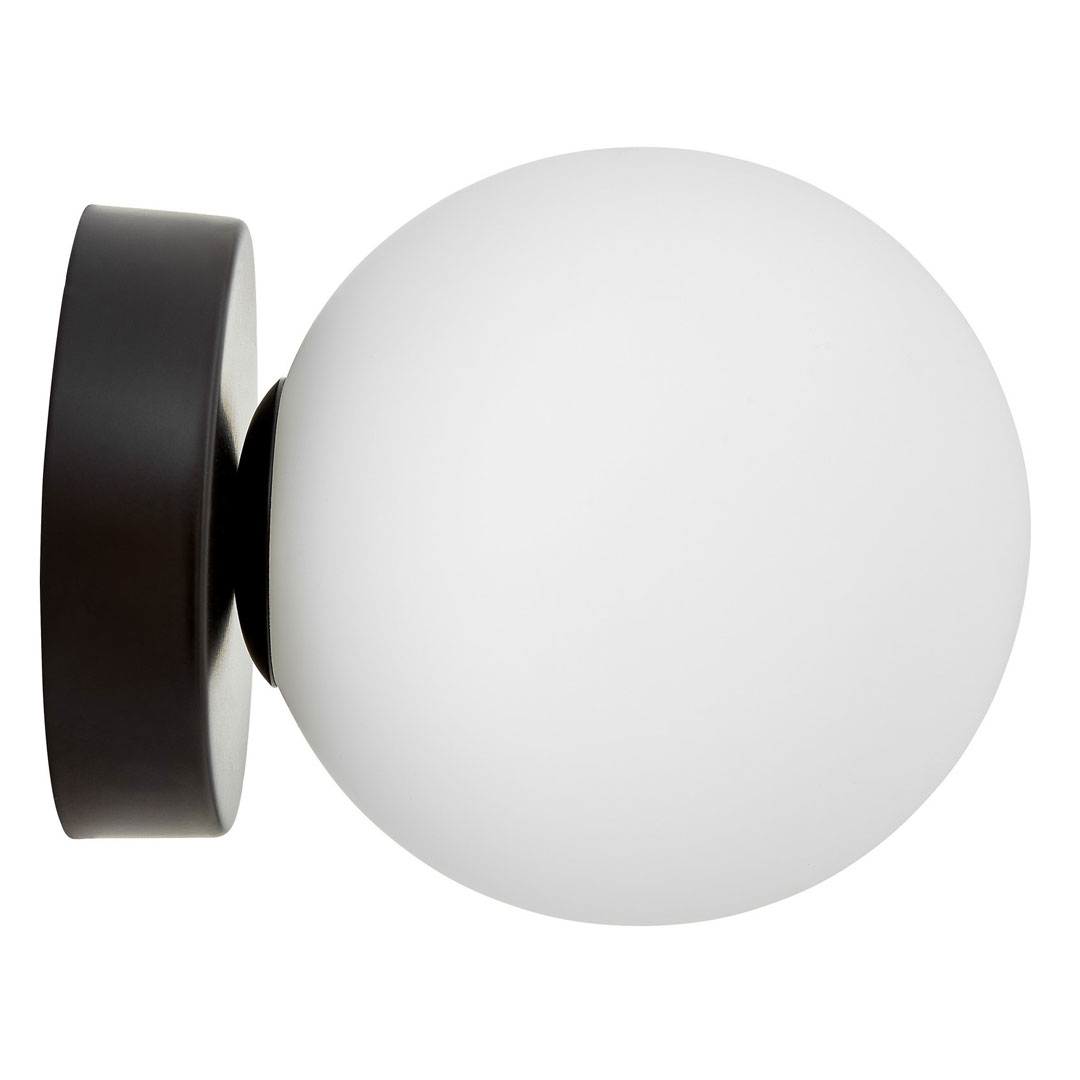 Czarna lampa sufitowa, plafon lub kinkiet ścienny, pojedyncza biała kula - MARSIADA W1 - Lumina Deco zdjęcie 2