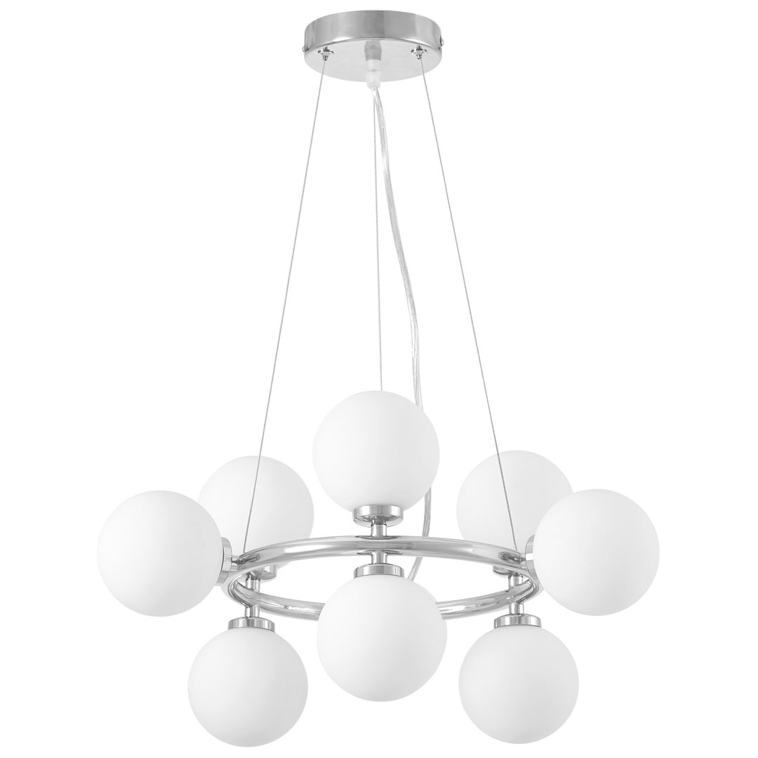 Designerska chromowana lampa wisząca MARSIADA wielopunktowa biała - Lumina Deco zdjęcie 1