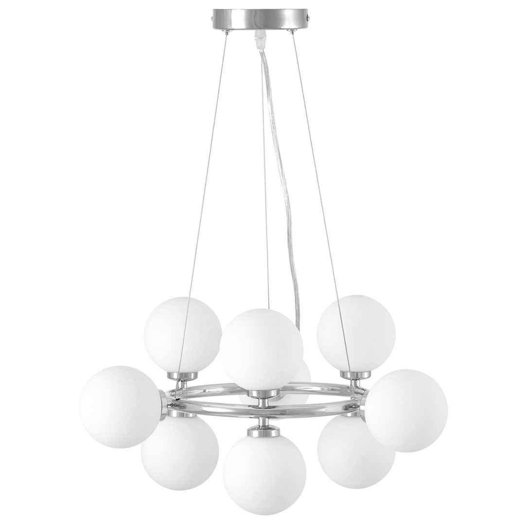 Designerska chromowana lampa wisząca MARSIADA wielopunktowa biała - Lumina Deco zdjęcie 2