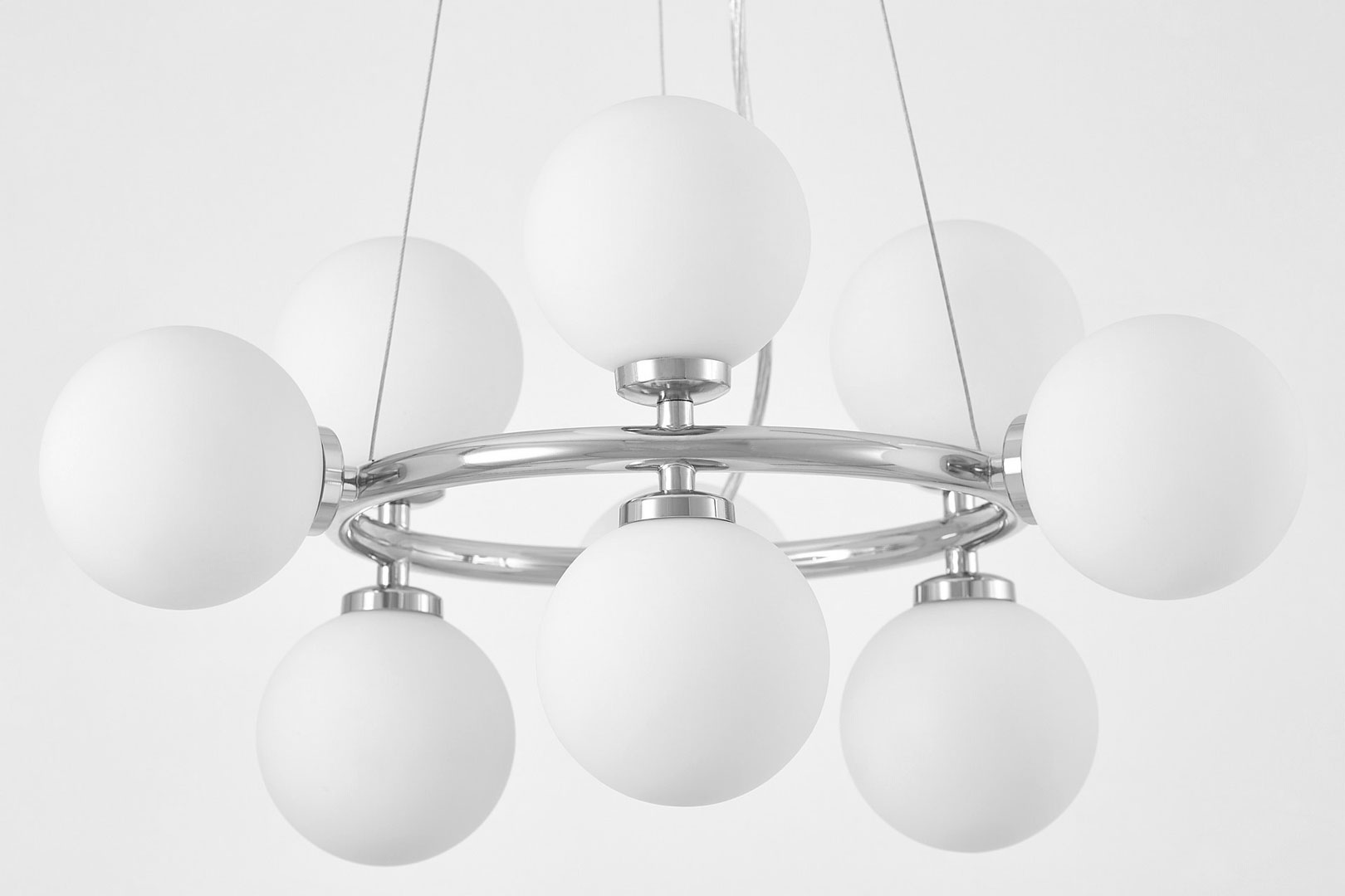 Designerska chromowana lampa wisząca MARSIADA wielopunktowa biała - Lumina Deco zdjęcie 3