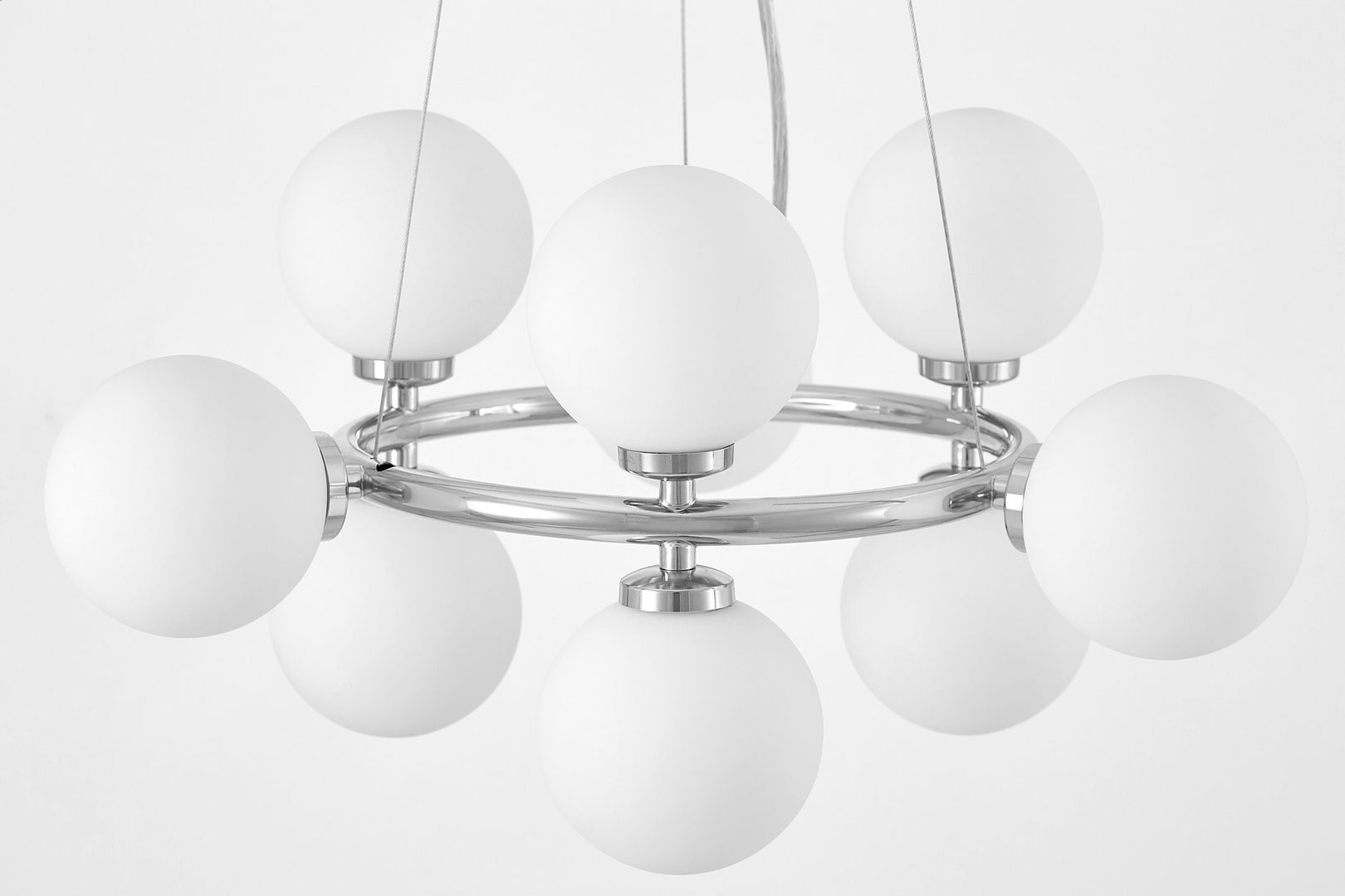 Designerska chromowana lampa wisząca MARSIADA wielopunktowa biała - Lumina Deco zdjęcie 4