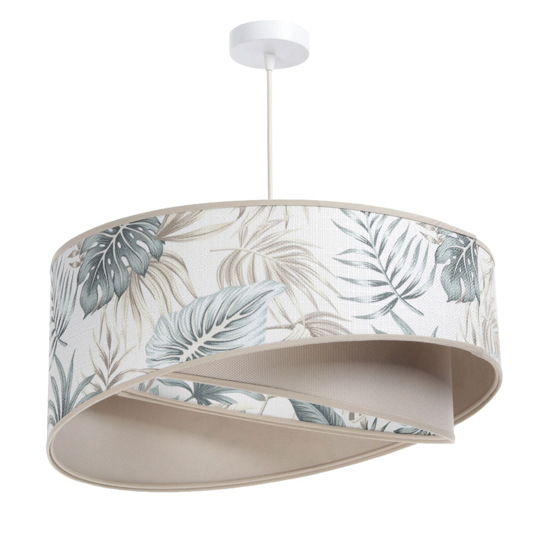 Designerska kremowa lampa wisząca boho w tropikalne liście, asymetryczna forma - ENA - BPS Koncept zdjęcie 3