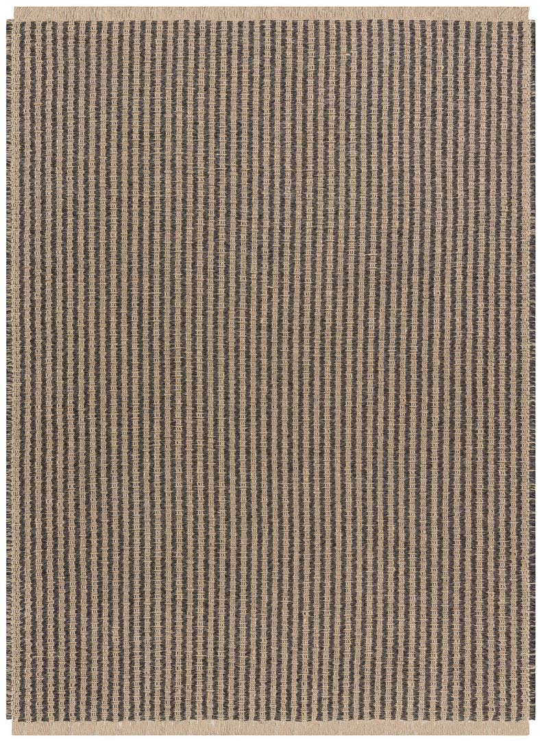 Dywan z juty beżowo-czarny w linie pionowe, frędzle, płasko tkany, styl boho - JUTE - Dywany Łuszczów zdjęcie 1