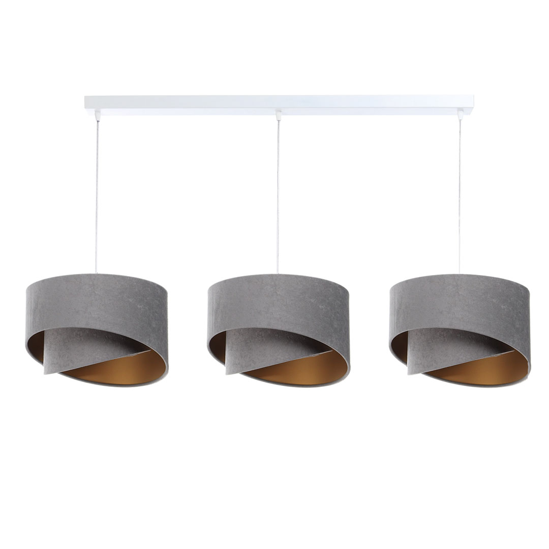 Elegancka asymetryczna lampa sufitowa 3-punktowa szaro-złota z welurowymi kloszami - BPS Koncept zdjęcie 1
