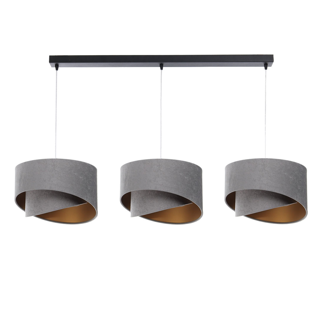 Elegancka asymetryczna lampa sufitowa 3-punktowa szaro-złota z welurowymi kloszami - BPS Koncept zdjęcie 1