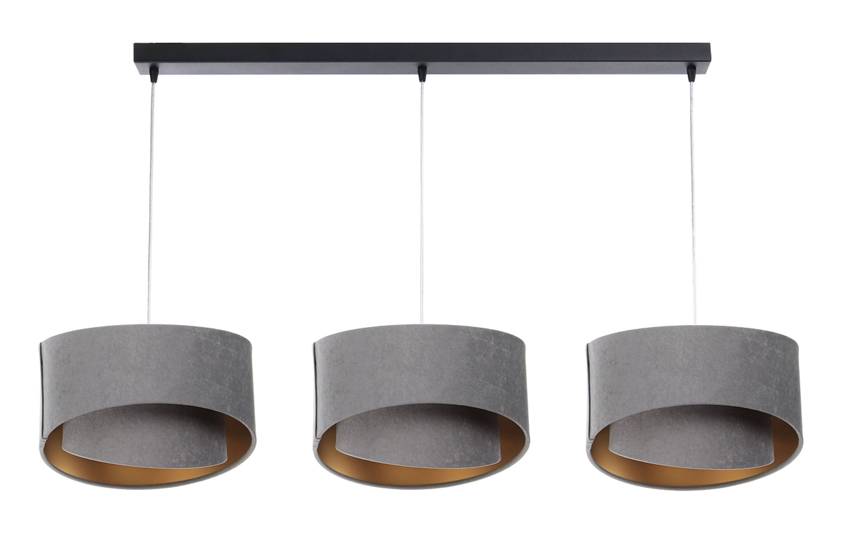 Elegancka asymetryczna lampa sufitowa 3-punktowa szaro-złota z welurowymi kloszami - BPS Koncept zdjęcie 3