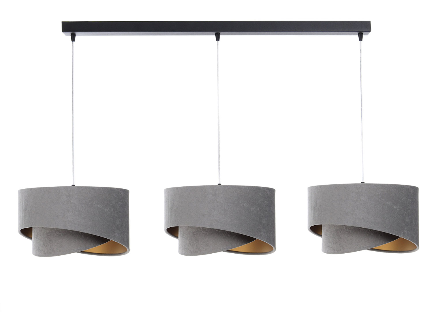 Elegancka asymetryczna lampa sufitowa 3-punktowa szaro-złota z welurowymi kloszami - BPS Koncept zdjęcie 4