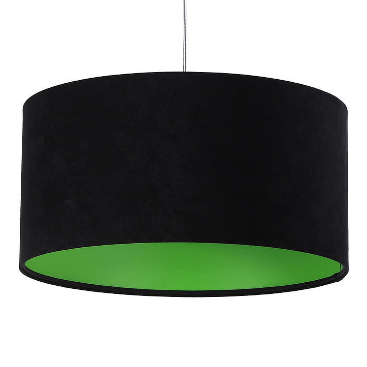 Czarna lampa wisząca z welurowym kloszem z zielonym wnętrzem w kształcie walca GLORIA - BPS Koncept zdjęcie 1