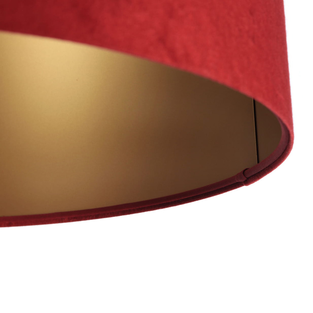 Bordowo-złota lampa wisząca z okrągłym, walcowym kloszem z weluru LAWIERA - BPS Koncept zdjęcie 4