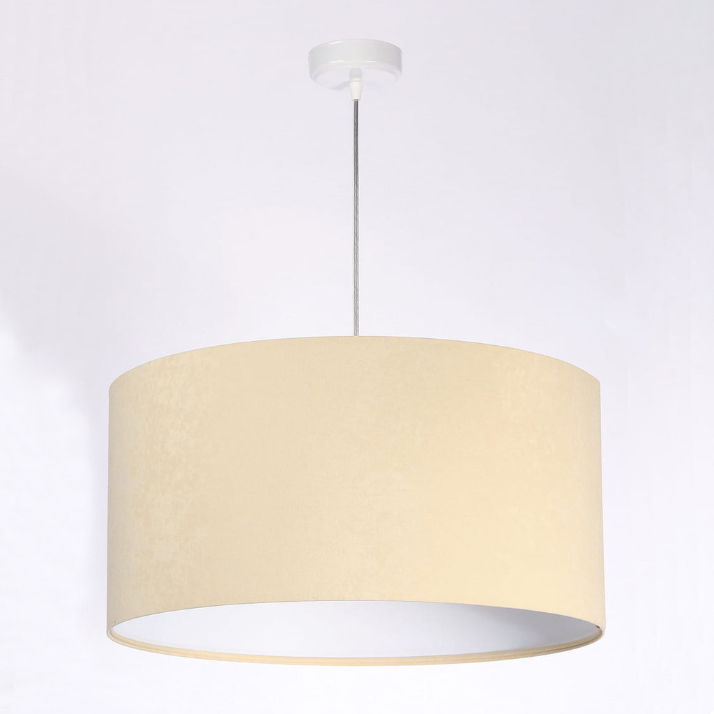 Kremowo-biała lampa wisząca w kształcie walca z welurowym abażurem VERBENA - BPS Koncept zdjęcie 3