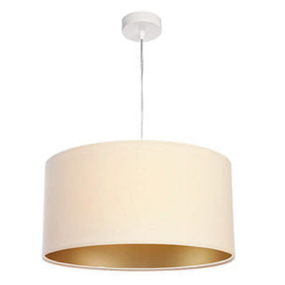Kremowa lampa wisząca, welurowa, z walcowym abażurem ze złotym wnętrzem VERBENA - BPS Koncept zdjęcie 3