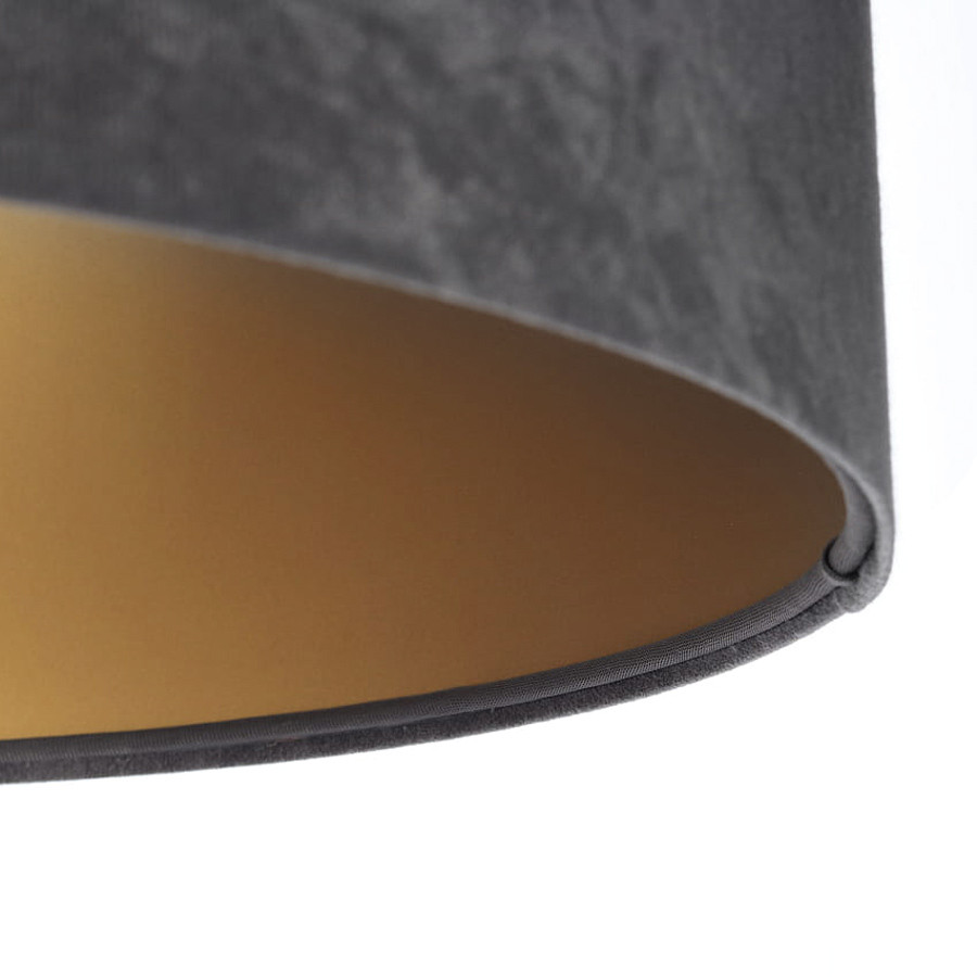 Ciemnoszara lampa abażurowa z weluru w kształcie walca ze złotym wnętrzem GRAFIT - BPS Koncept zdjęcie 4