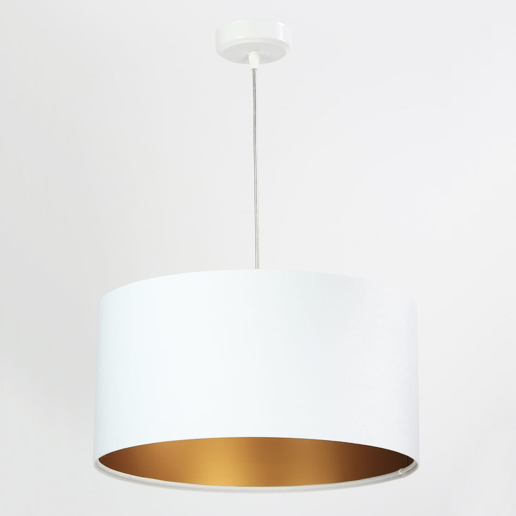 Biała lampa wisząca z welurowym abażurem w kształcie walca ze złotym wnętrzem LILIA - BPS Koncept zdjęcie 3
