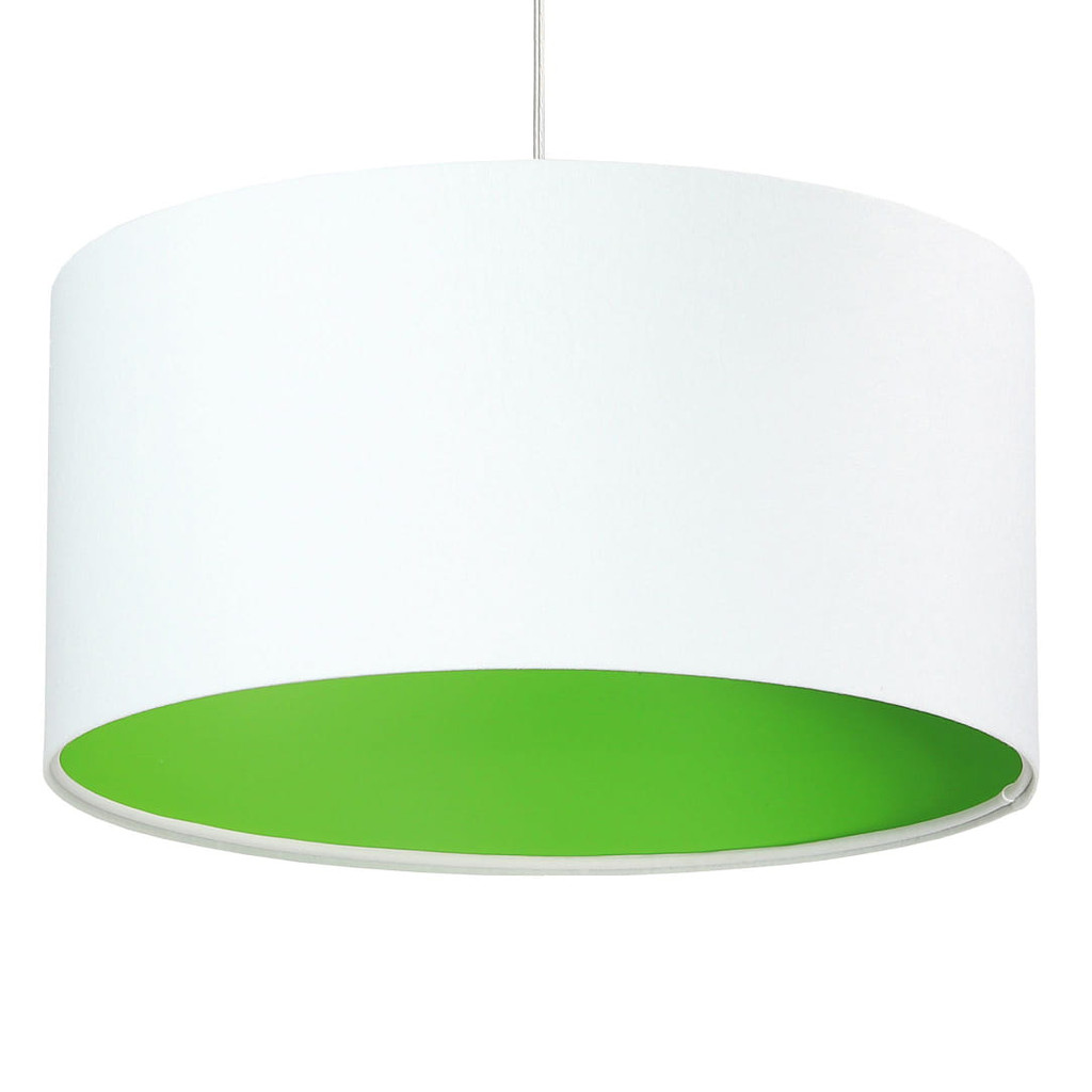 Biało-zielona, walcowa lampa wisząca z abażurem, welurowa LILIA - BPS Koncept zdjęcie 1