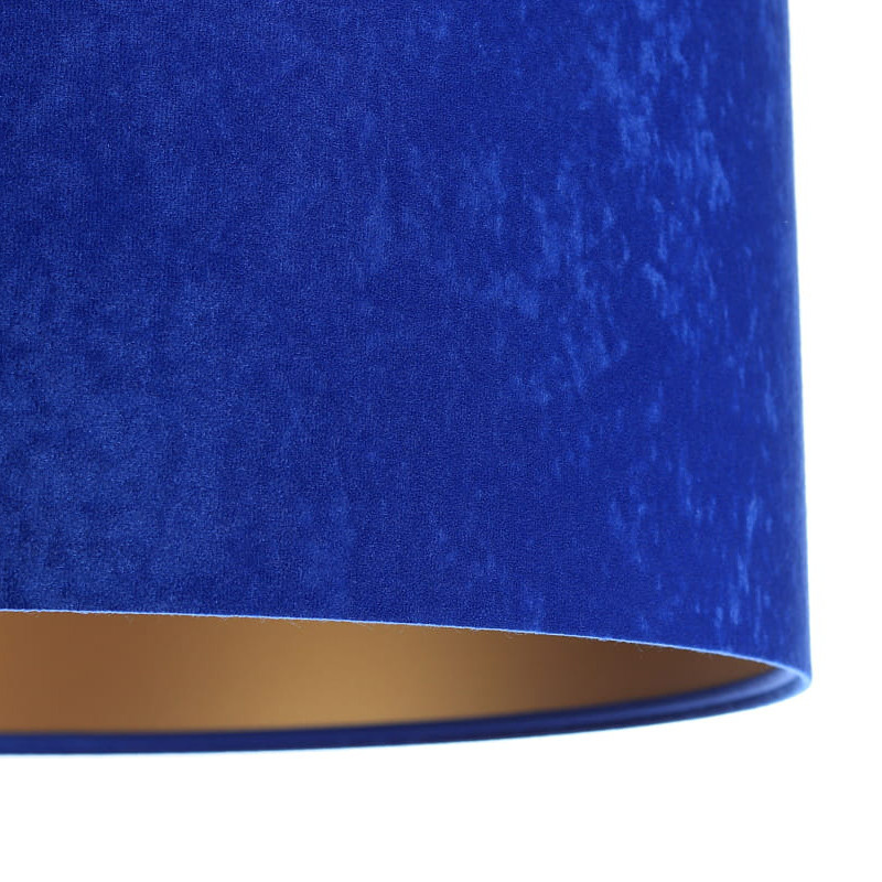 Kobaltowa lampa wisząca, welurowa, z walcowym abażurem ze złotym wnętrzem ALPANA - BPS Koncept zdjęcie 4