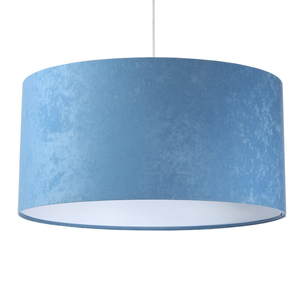 Niebiesko-biała lampa wisząca z welurowym kloszem w kształcie walca ANGARIKA - BPS Koncept zdjęcie 1