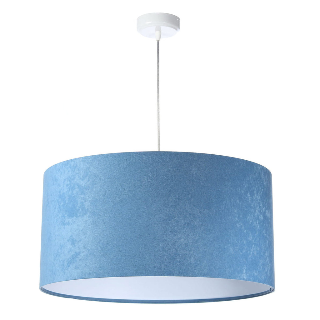 Niebiesko-biała lampa wisząca z welurowym kloszem w kształcie walca ANGARIKA - BPS Koncept zdjęcie 3