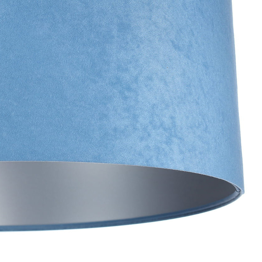 Niebiesko-srebrna lampa wisząca z abażurem, welurowa, walcowa ANGARIKA - BPS Koncept zdjęcie 4