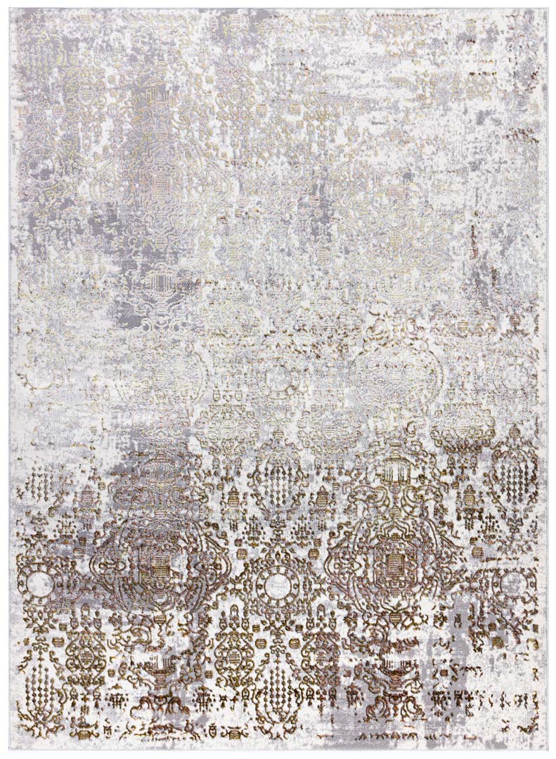 Złoto-szaro-kremowy postarzany dywan DE LUXE marokański wzór, vintage, przecierany, strukturalny - Dywany Łuszczów zdjęcie 1