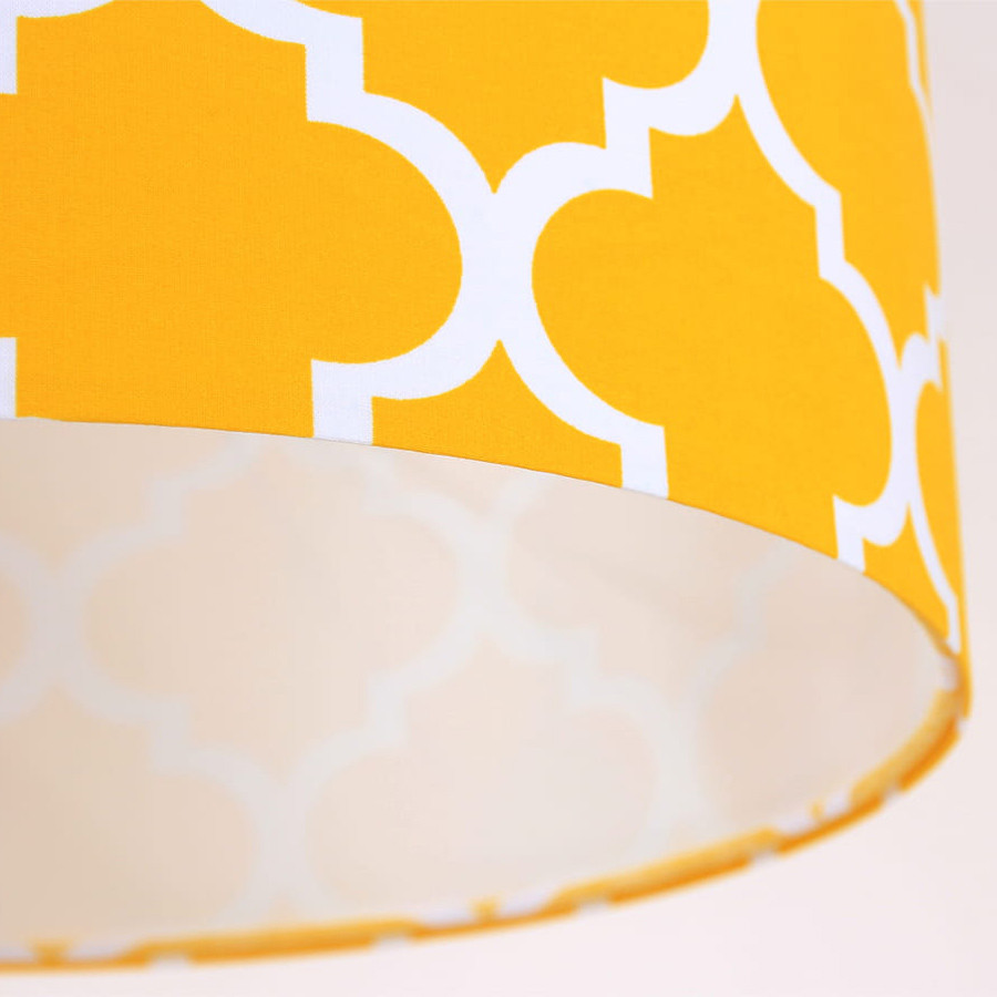 Żółto-biała lampa wisząca z welurowym kloszem MAROKO, wzór marokańska koniczyna - BPS Koncept zdjęcie 4