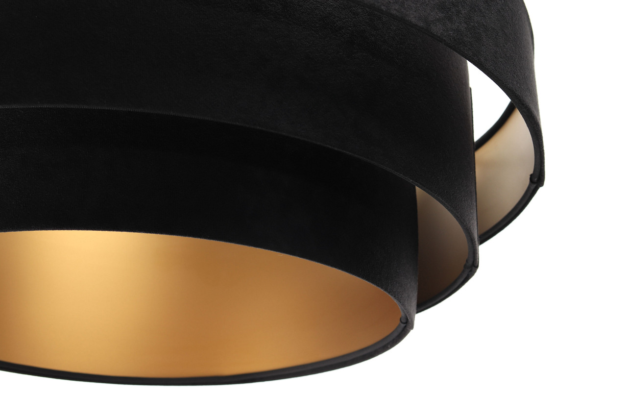 Czarna lampa wisząca, welurowa z trzema abażurami ze złotym wnętrzem TRINITI - BPS Koncept zdjęcie 4