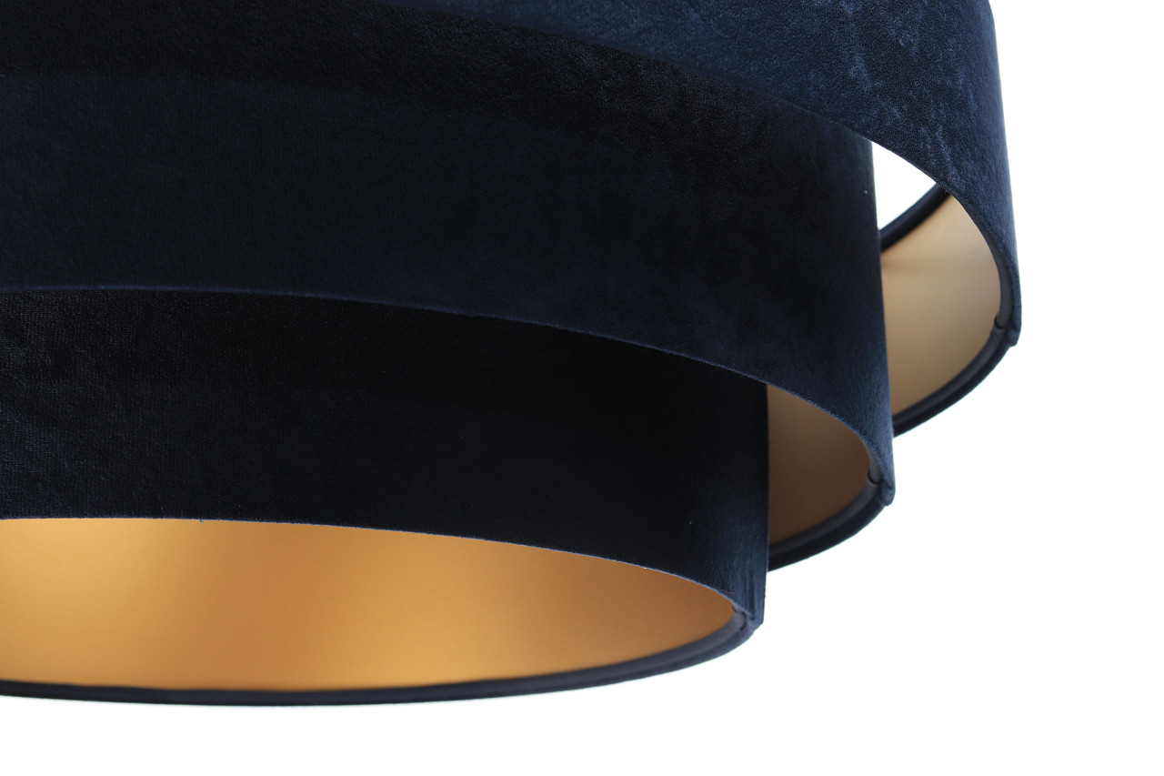 Granatowa lampa wisząca z welurowymi abażurami ze złotym wnętrzem TRINITI - BPS Koncept zdjęcie 4
