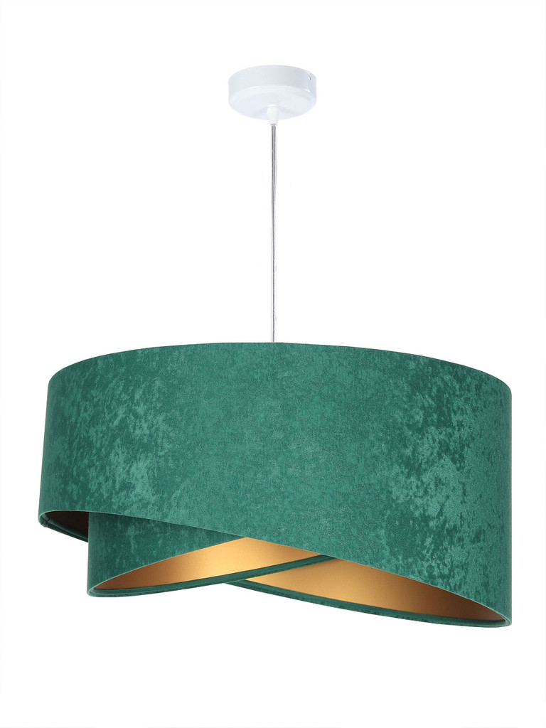 Zielona lampa wisząca, welurowa, z asymetrycznym abażurem ze złotym wnętrzem RUBIN - BPS Koncept zdjęcie 3