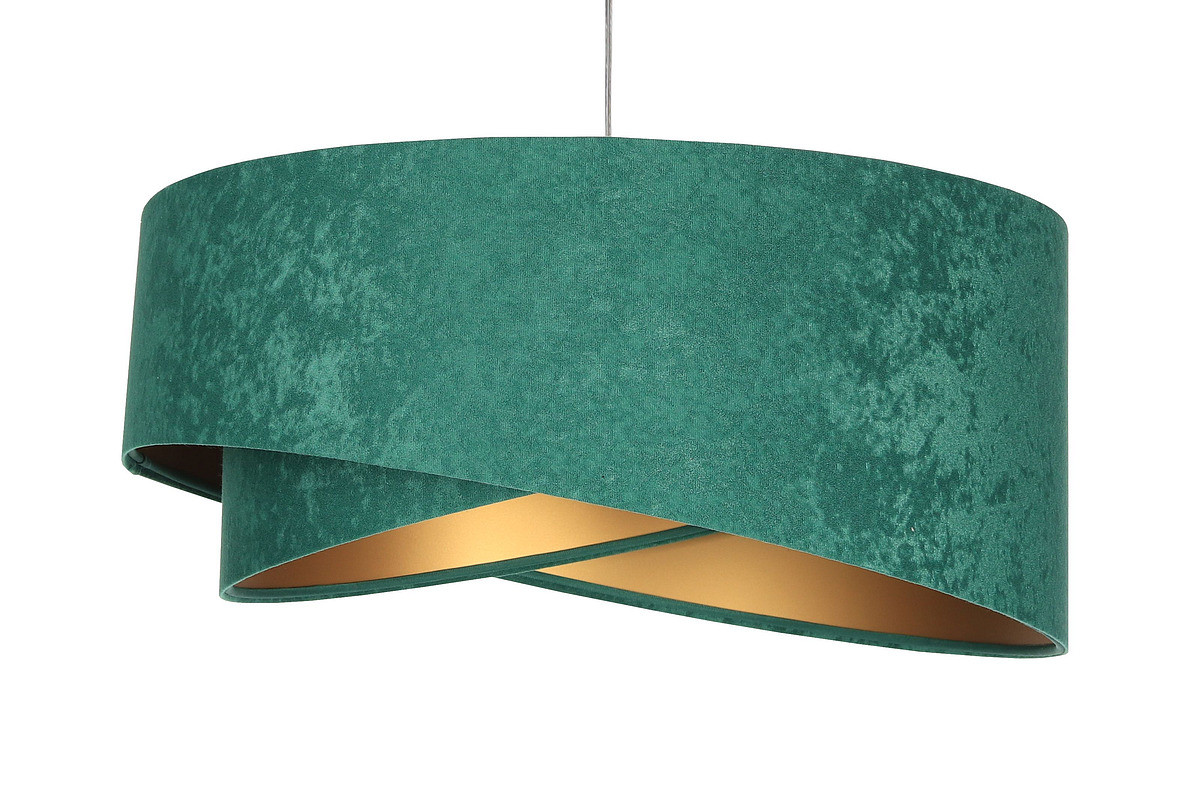 Zielona lampa wisząca, welurowa, z asymetrycznym abażurem ze złotym wnętrzem RUBIN - BPS Koncept zdjęcie 1