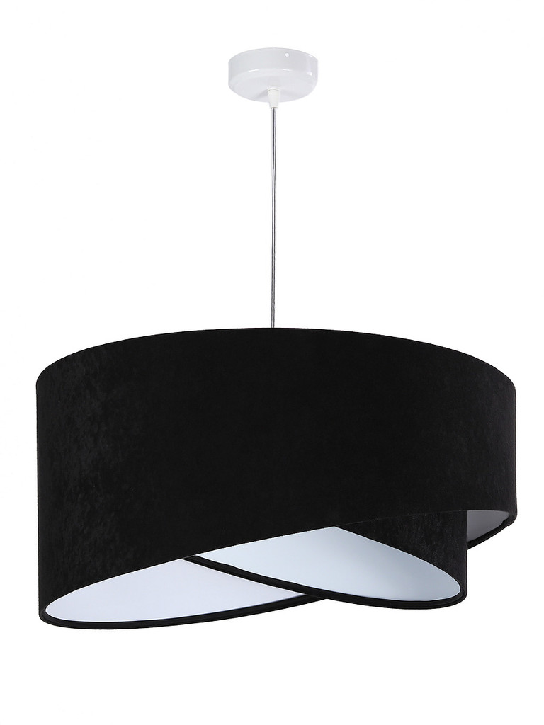 Czarno-biała lampa wisząca o asymetrycznym kształcie z welurowym abażurem VIVIANA - BPS Koncept zdjęcie 2