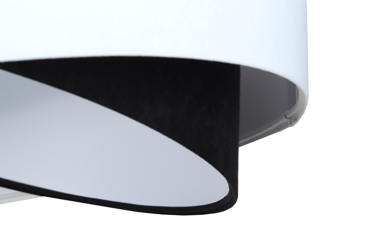 Biało-czarna lampa wisząca o asymetrycznym kształcie z welurowym abażurem BALA - BPS Koncept zdjęcie 4